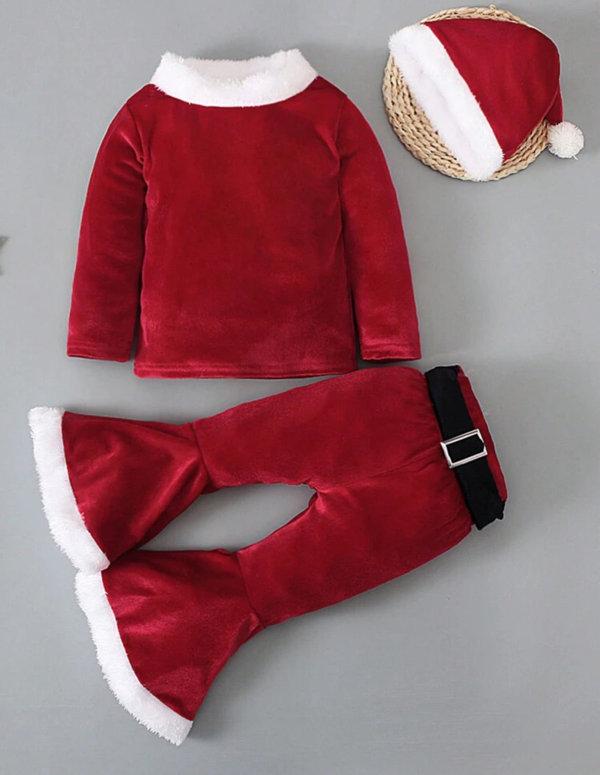 3pcs/Set “Christmas” Long Sleeve Top + Bell Bottom Pants + Hat ☃️🎁