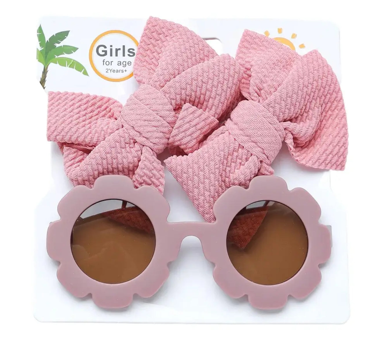 Conjunto de gafas de sol y lazo para el pelo para niña, protección ocular contra los rayos UV