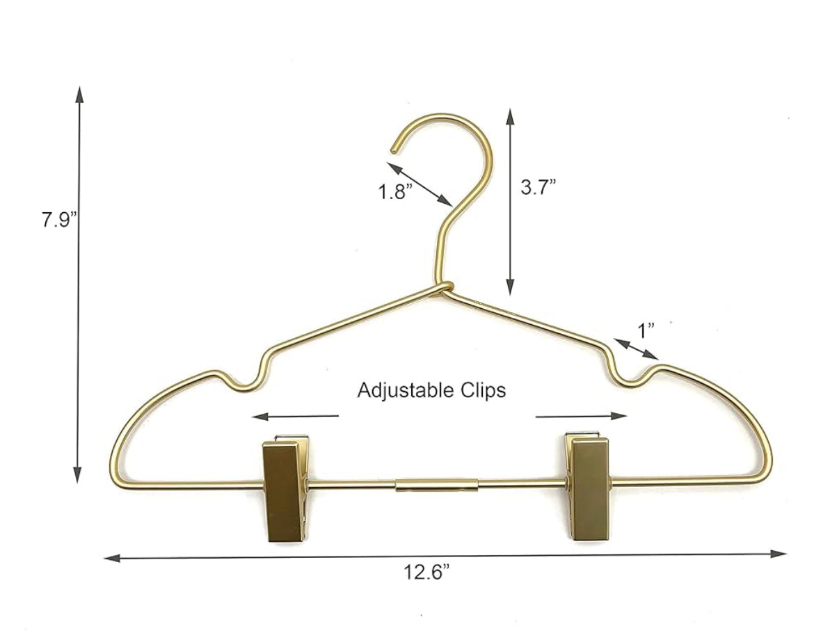 12.5" Gold Metal Baby Clothes Hanger, 10Pack, With or Without Clips