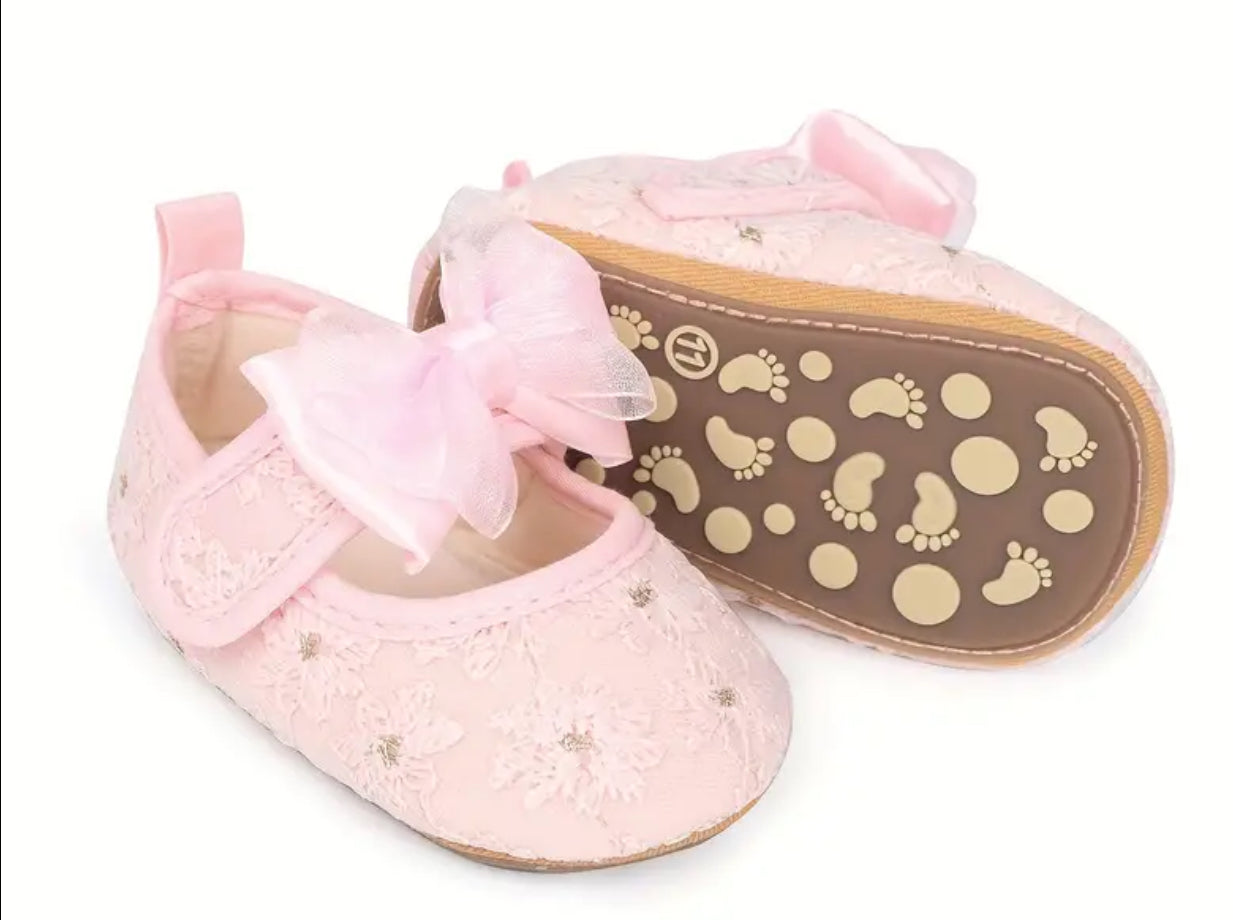 “Princess Baby Lilah” Adorable Baby Girl Mary Jane Flats with Bowknot - Soft, Non-Slip Sole for First Walkers