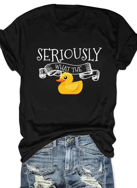 🐥 Duck, Crew Neck T-shirt, Short Sleeve Casual Top