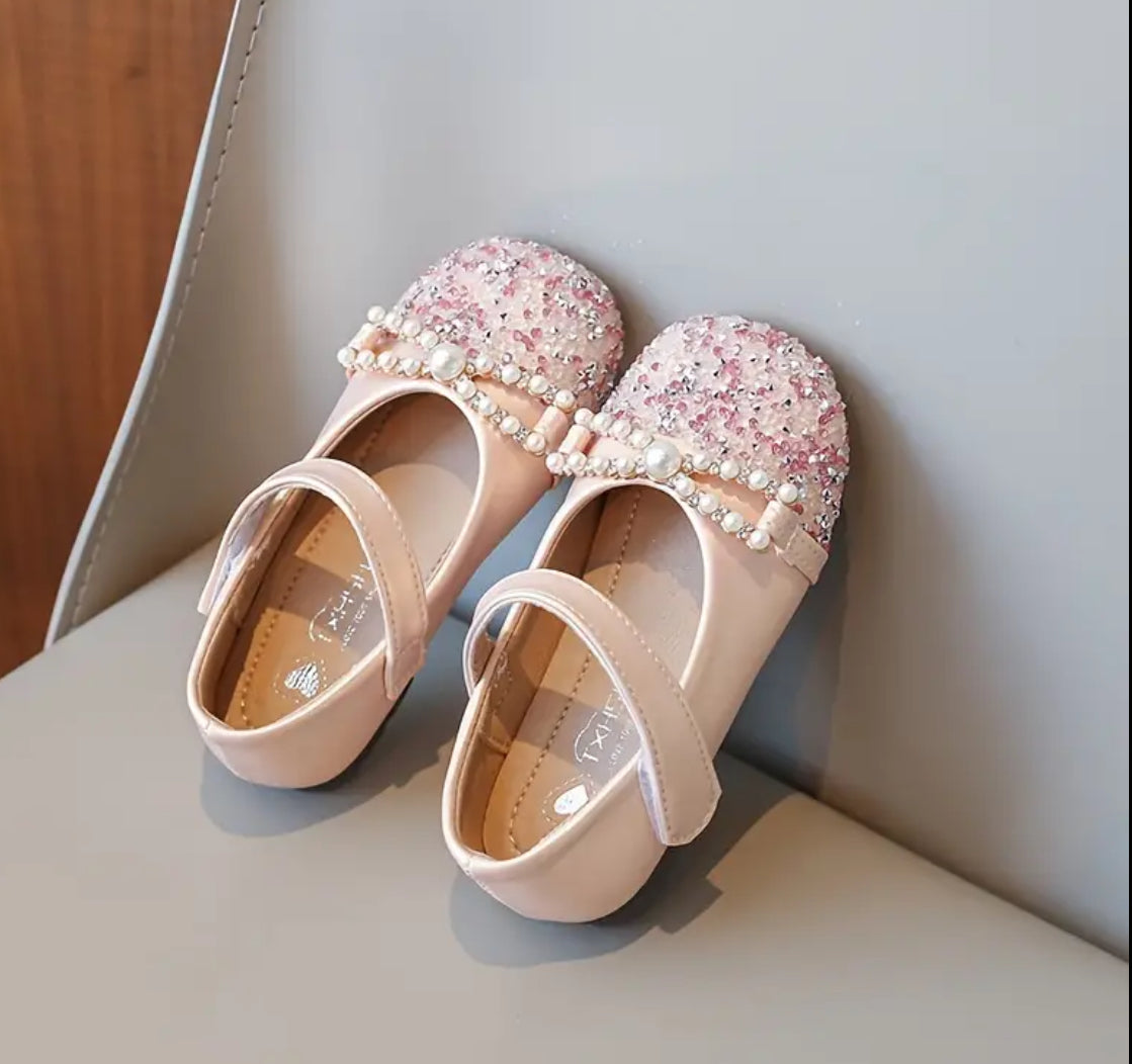 “Trendy Sequin Pearls & Rhinestones” Decor Mary Jane Shoes For Girls,