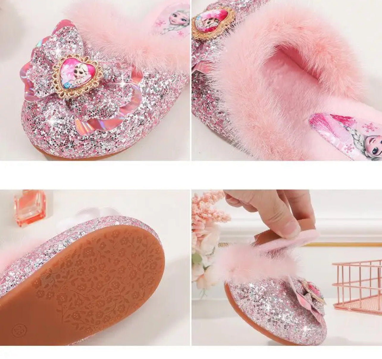 Pantuflas de moda para el hogar de la princesa Elsa para niños