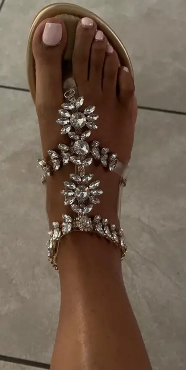 Sandalias con tiras en el tobillo y diamantes de imitación para mujer “Cleopatra”