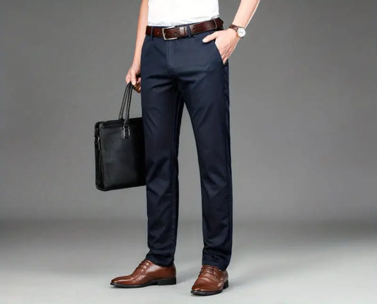 Men's Formal Solid Color Mid Stretch Dress Pants For Spring Summer Business