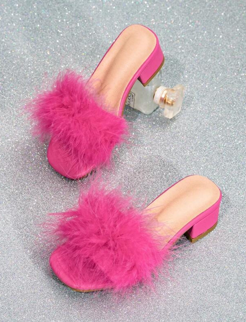 Girls “Plush Luxury” Fashionable High Heel Slippers