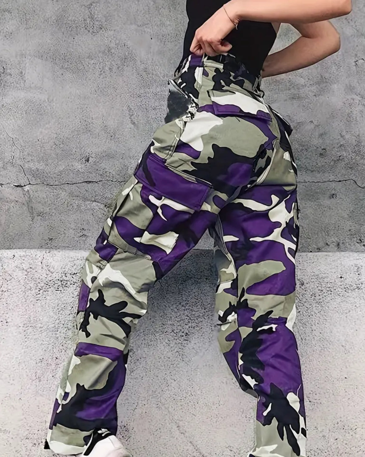 Camouflage Print Cargo Pants, Casual Jogger Pants With Pockets, Women's Clothing