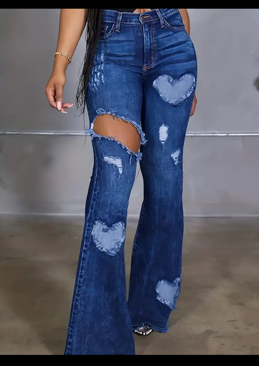 Blue Hearts 💙 Bell Bottom Jeans, Posh 💋 Collection