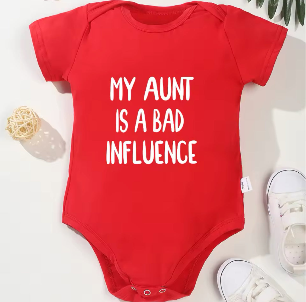 “My Aunt Is A Bad Influence” Baby Onesie