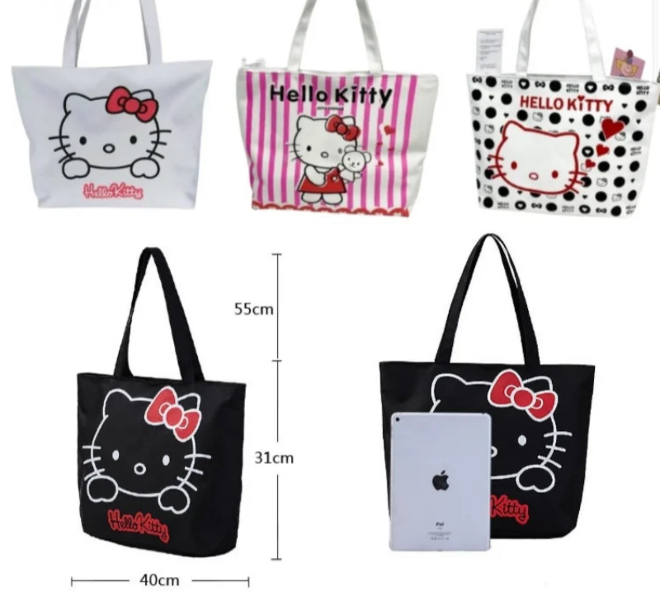 Bolsos de lona informales de Hello Kitty ♥️, de gran capacidad