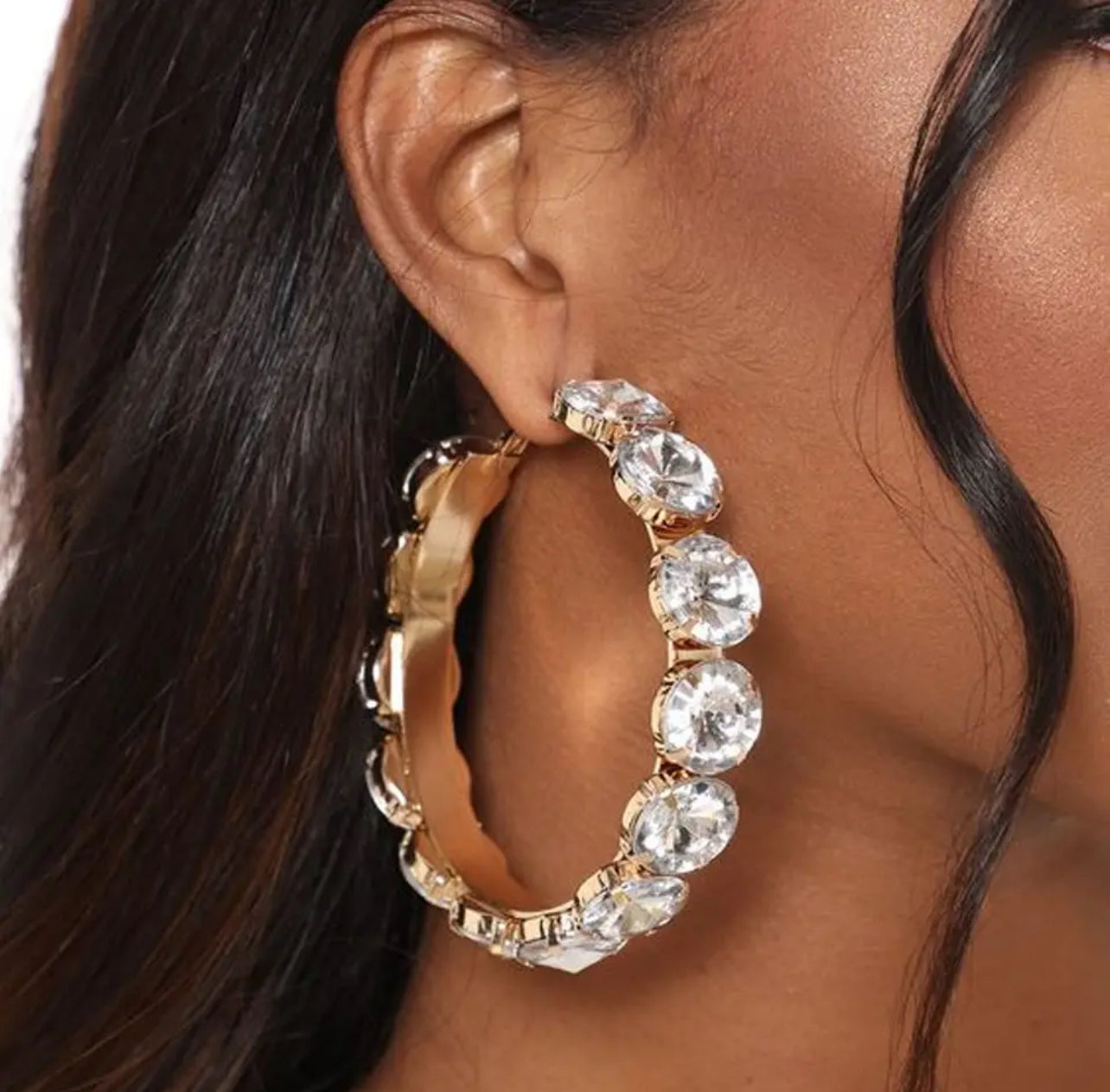 Big Rhinestone Hoop Earrings