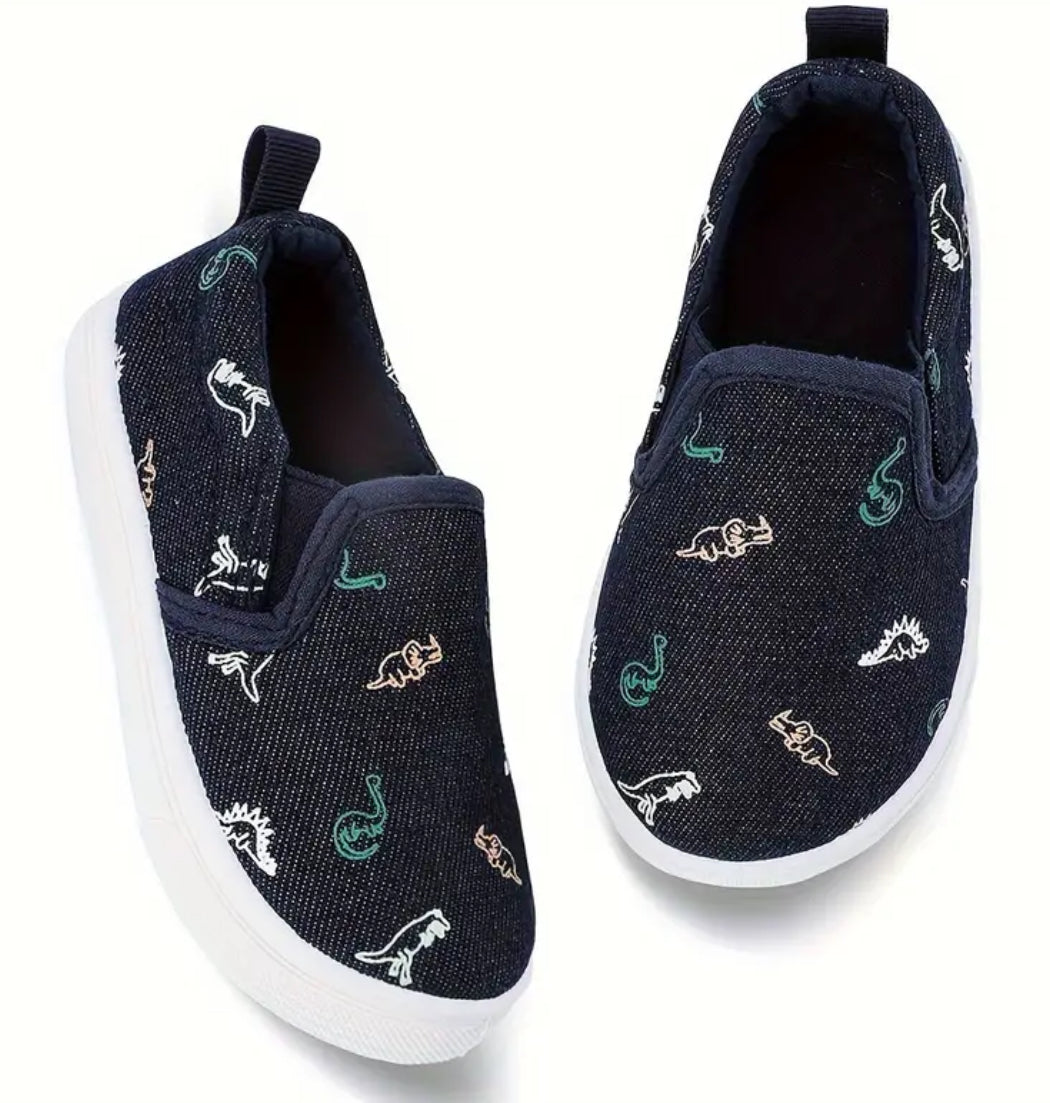 Zapatos casuales de lona sin cordones, clásicos para niños y niñas, “Dinos &amp; Unicorns”