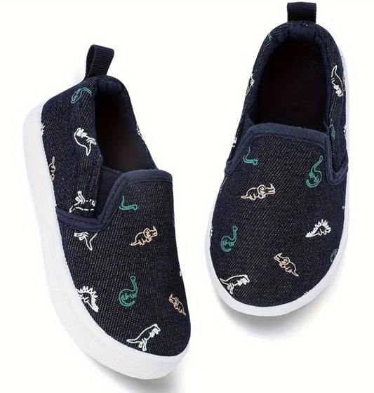 “Dinos & Unicorns” Classic boys and girls, slip-on casual canvas shoes