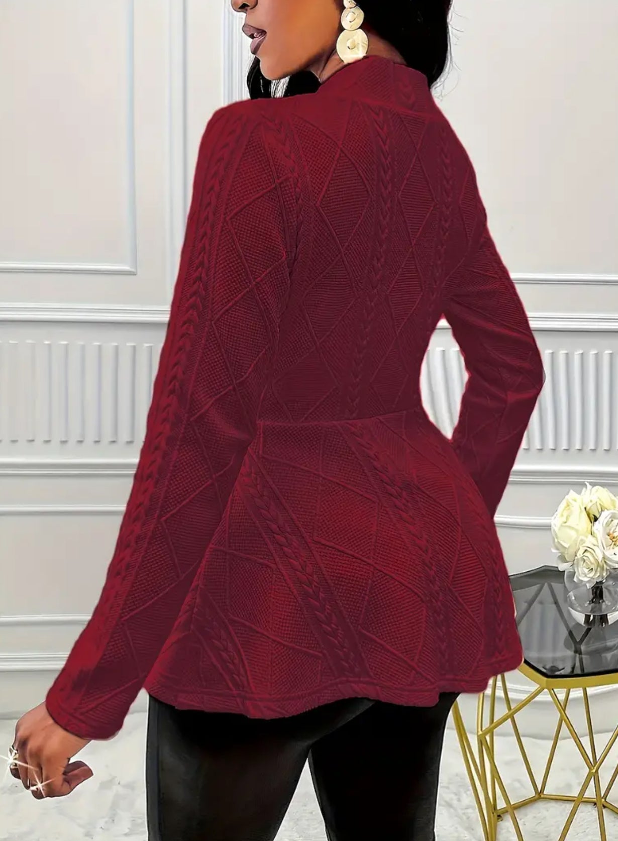 Plus Size Elegant Solid Textured Single-Breasted Long Sleeve Blazer - Flattering Fit, Versatile, and Chic