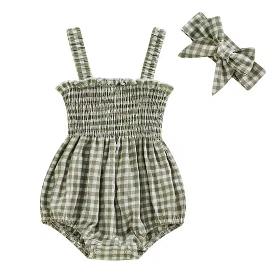 Baby Girl Ruched One-Piece with Headband