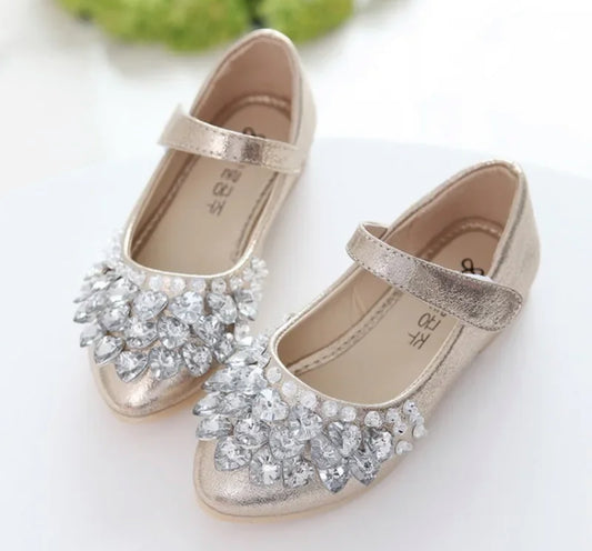 Girls Crystal Shiny Princess Sweet Flat Shoes