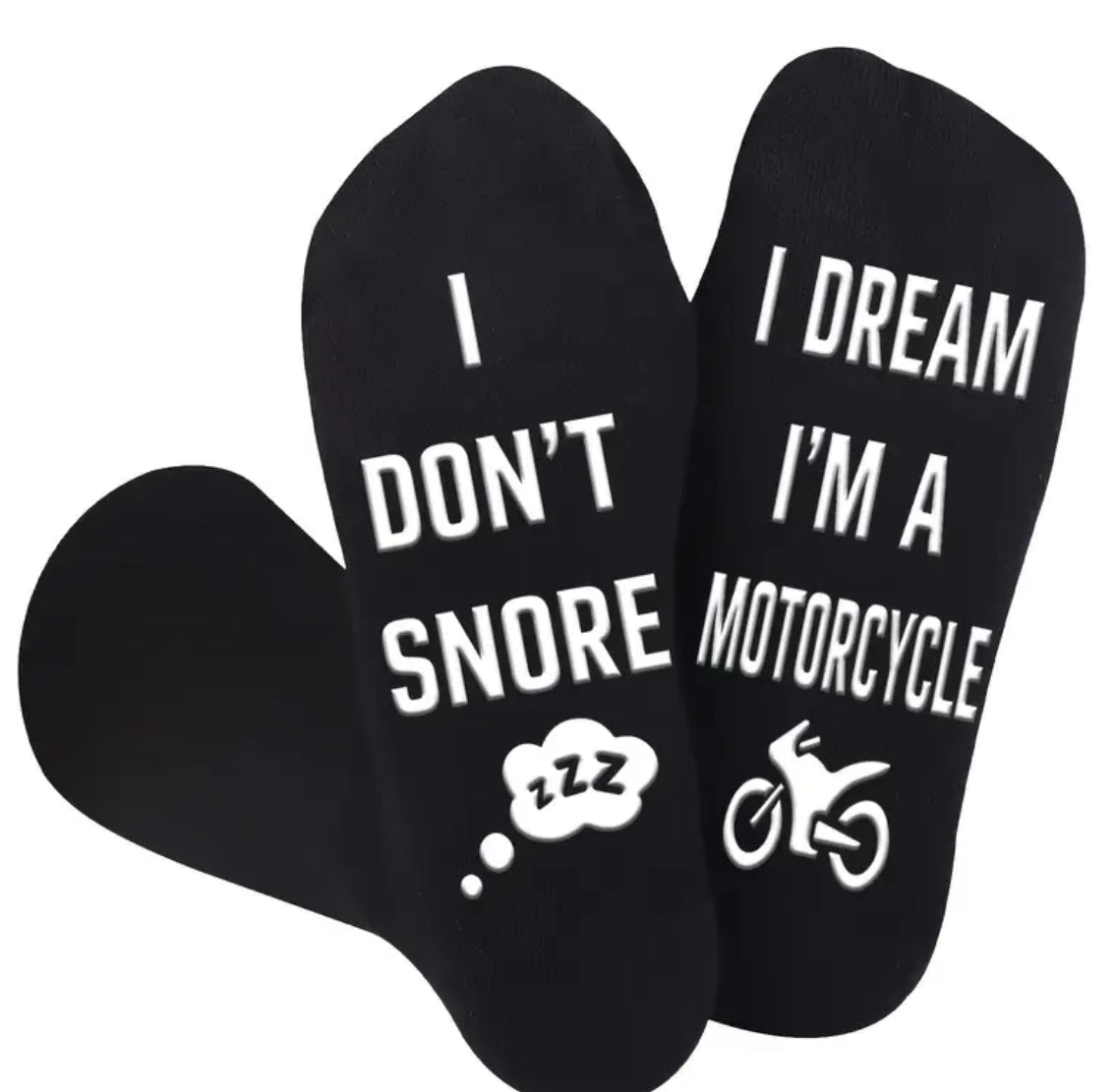 ‘I Don’t Snore I Dream I’m A Motorcycle’ 1 Pair of Novelty Motorcycle Socks