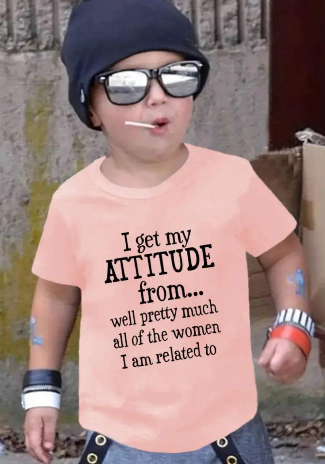 “Attitude” Boy's Creative T-shirt, Casual Comfortable, Short Sleeve, Crew Neck