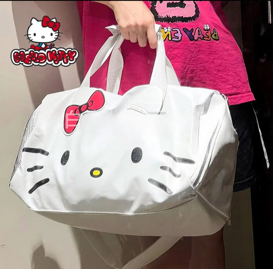 Hello Kitty me bagazhe me kapacitet të madh udhëtimi, çanta duffle e papërshkueshme nga uji