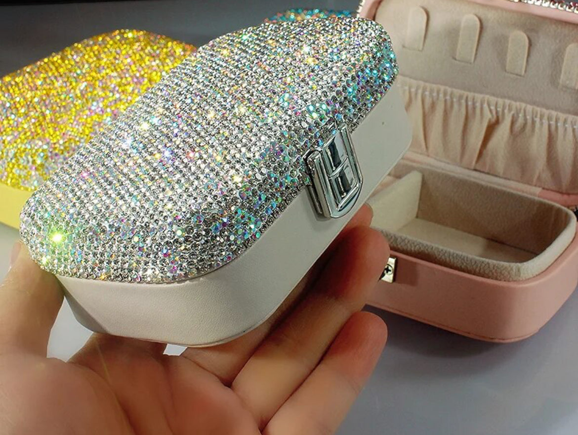 Luxury Rhinestones Jewelry Box, Portable