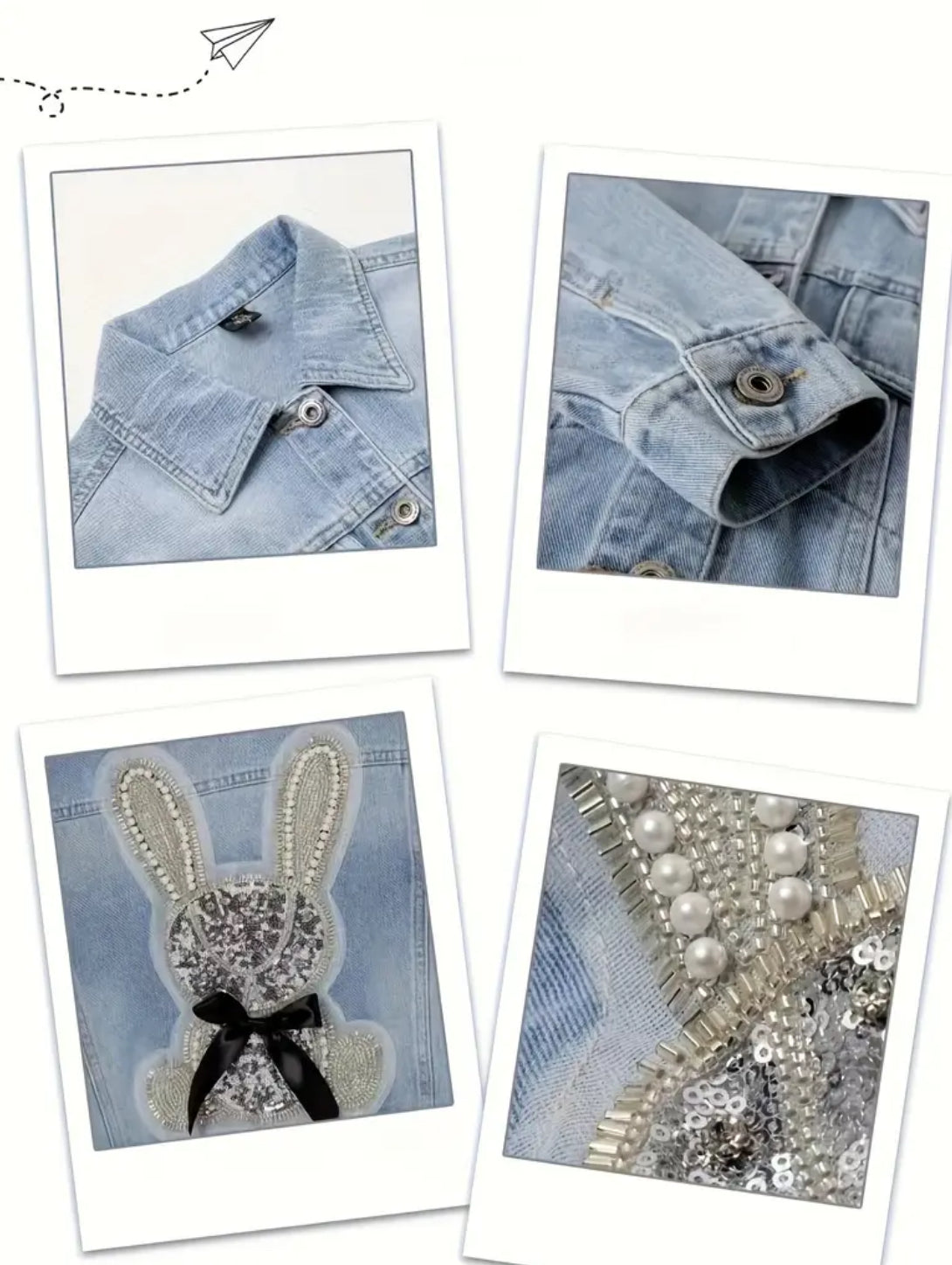 Chaqueta de niña con parches “Denim Bunny”🐰