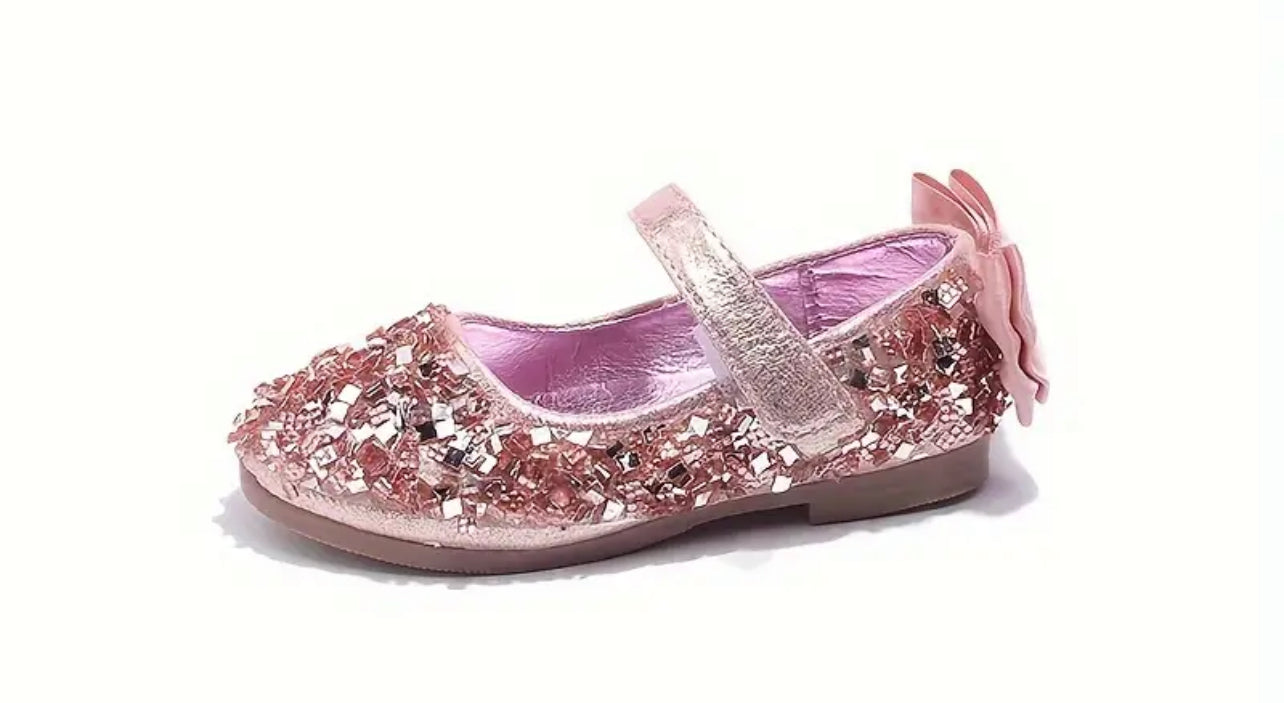 “Crystals” Mary Jane’s With Sequins & Bows, Princess Dress Shoes