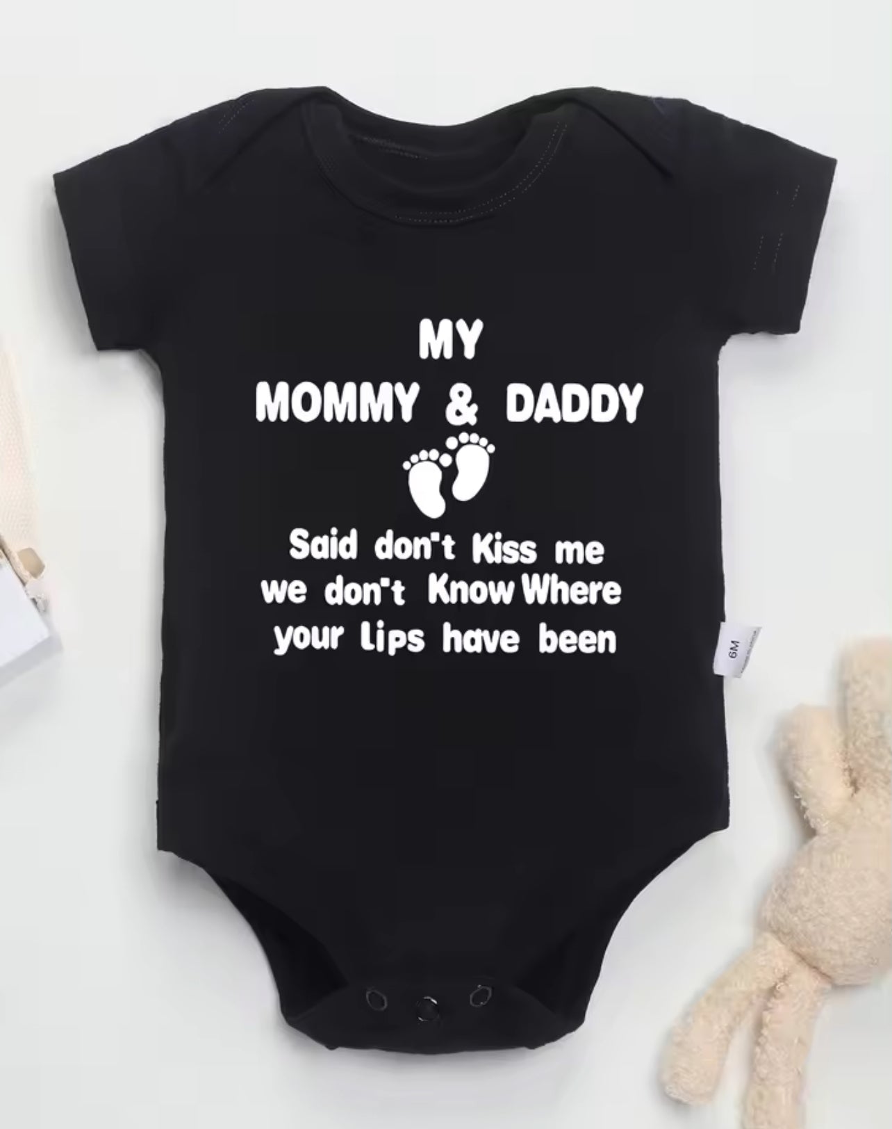 “No Kisses Please” Fun Baby Onesie, Gender Neutral