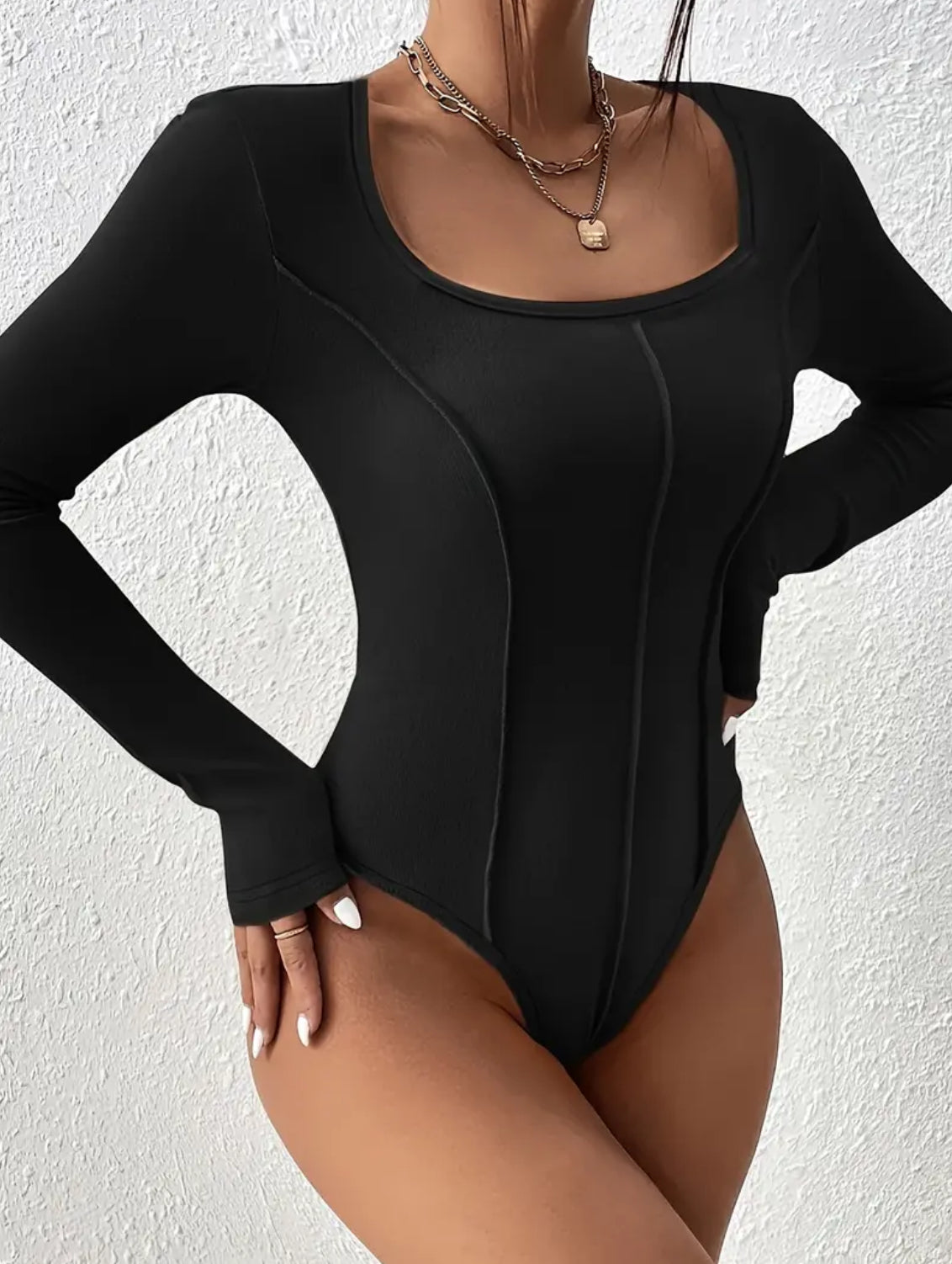 Teens 🖤 Top-stitching Long Sleeve Bodysuit