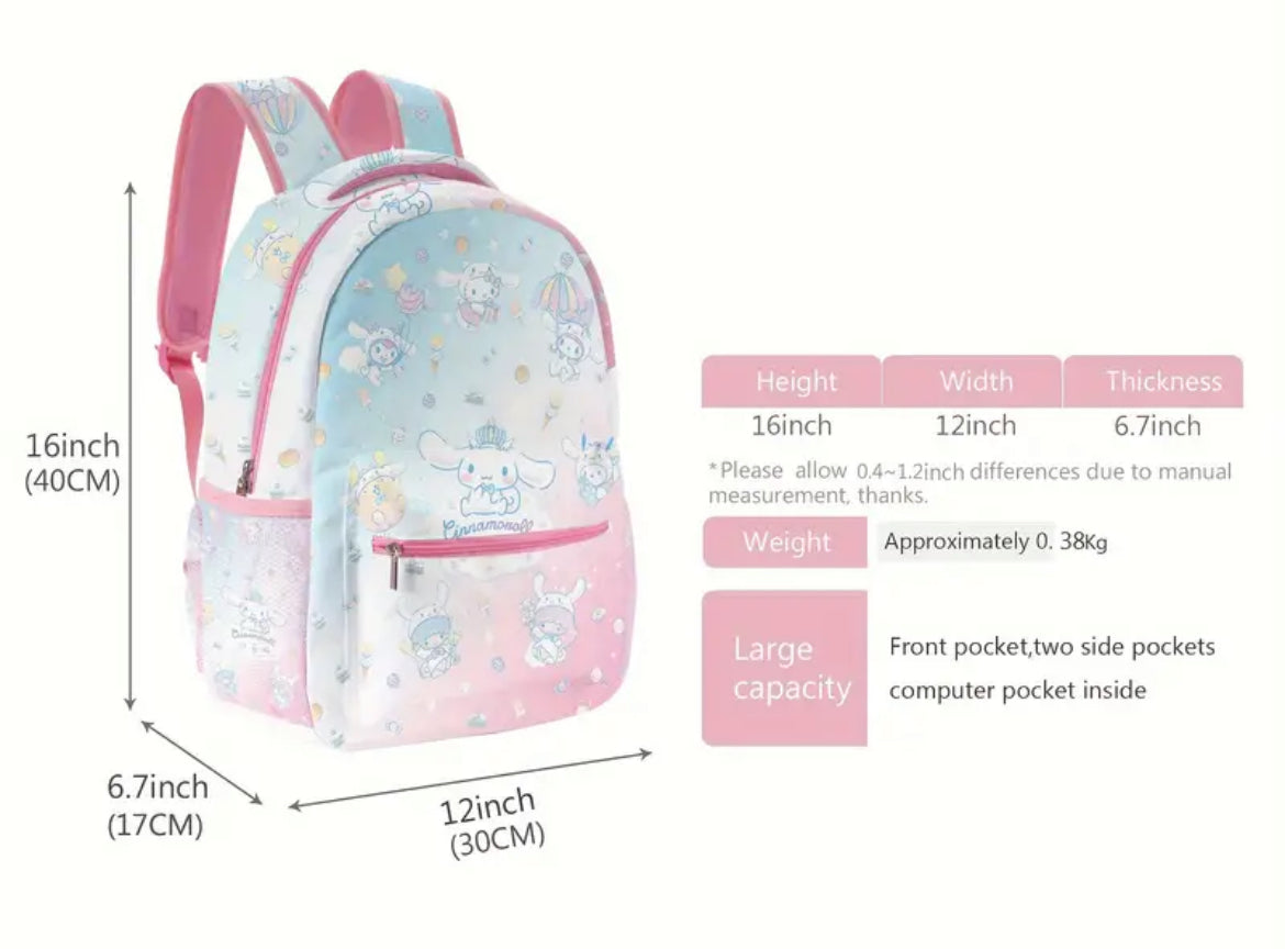 🩵 Mochilas Kawaii Cinnamoroll de Sanrio, ligeras