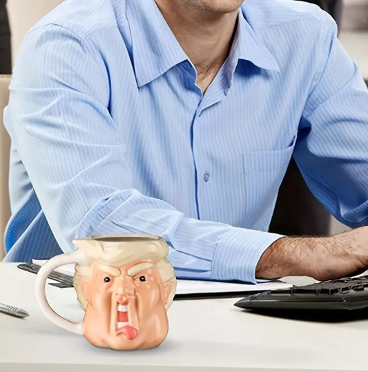 1pc Funny Realistic Face Coffee Mug 10.5oz, Ceramic Beer Water Mugs Hand-painted Multifunctional For Fun Gift