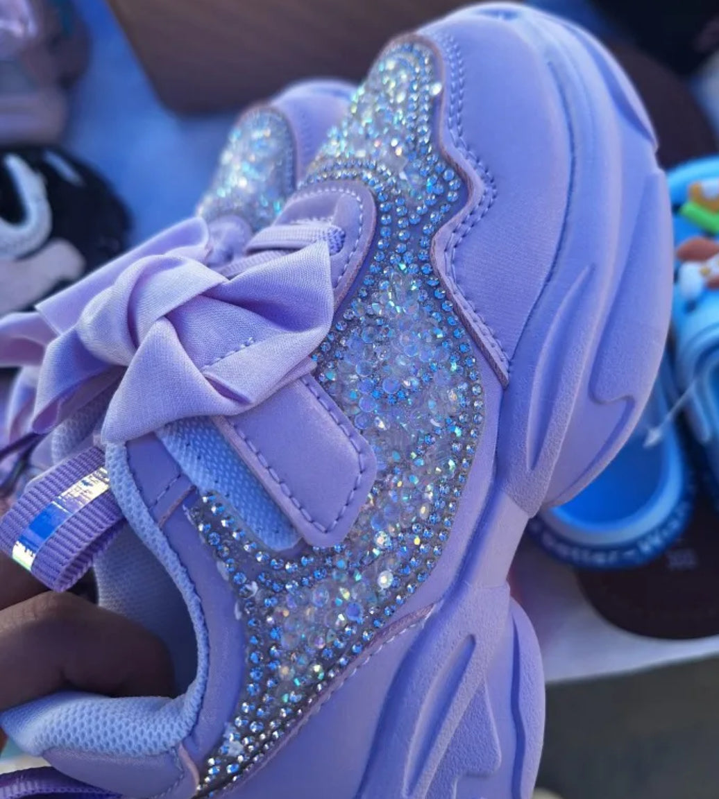 Zapatillas deportivas para correr con lazo de diamantes de imitación para niñas 2024