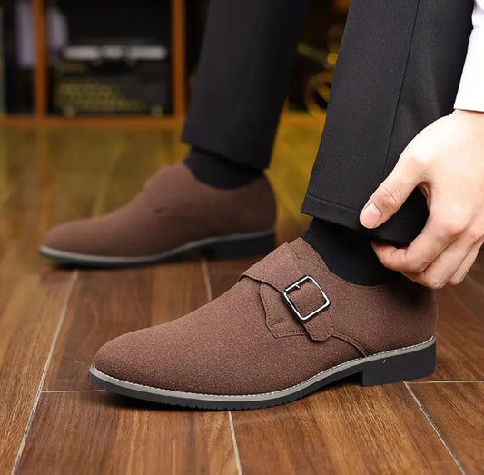 Mocasines con correa de monje de talla grande para hombre con parte superior de cuero PU