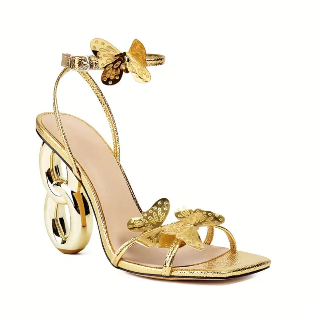 “Golden Butterflies” High Heel Luxury Sandals