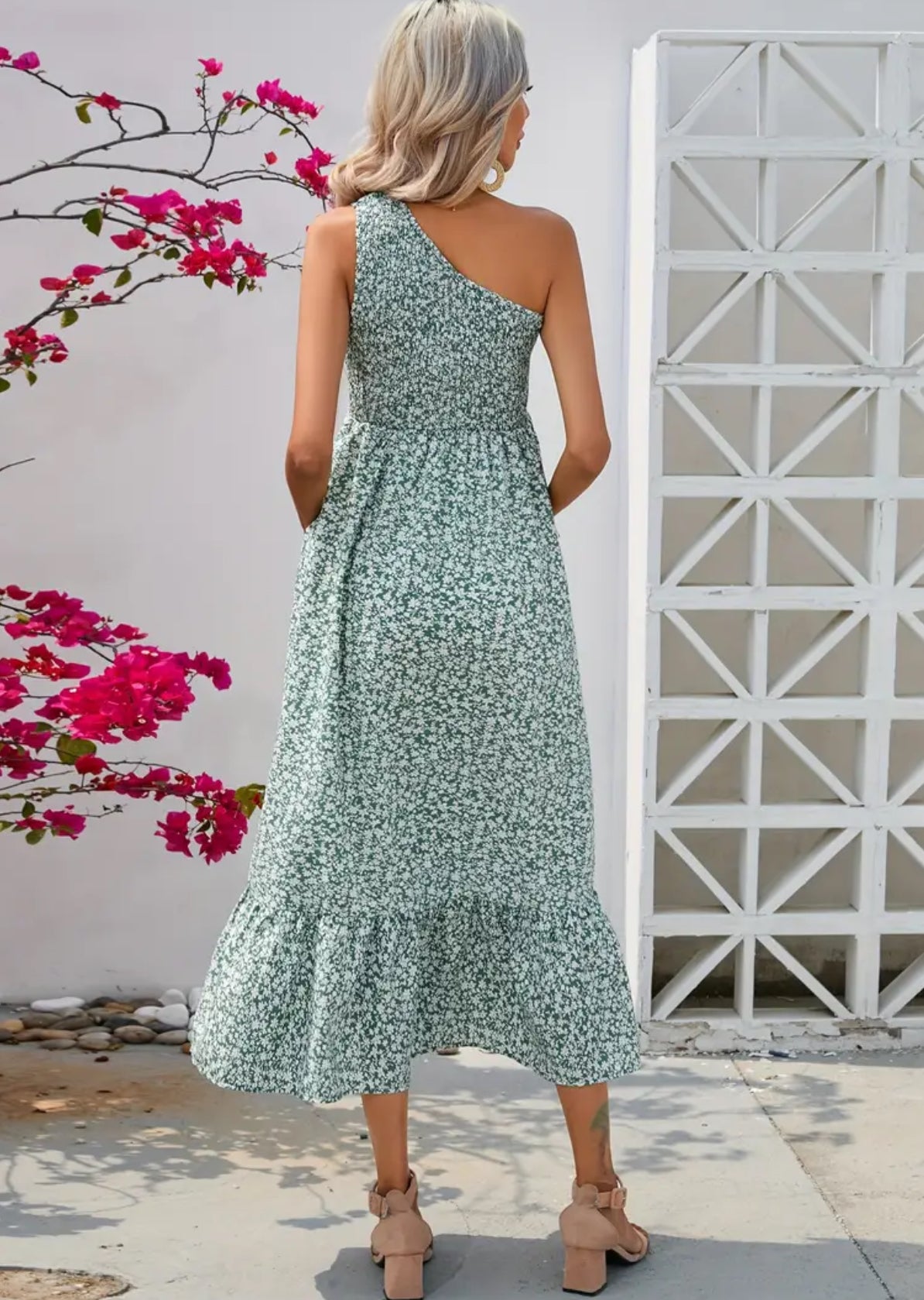 Elegance Maternity, One Shoulder Ruffled Dress