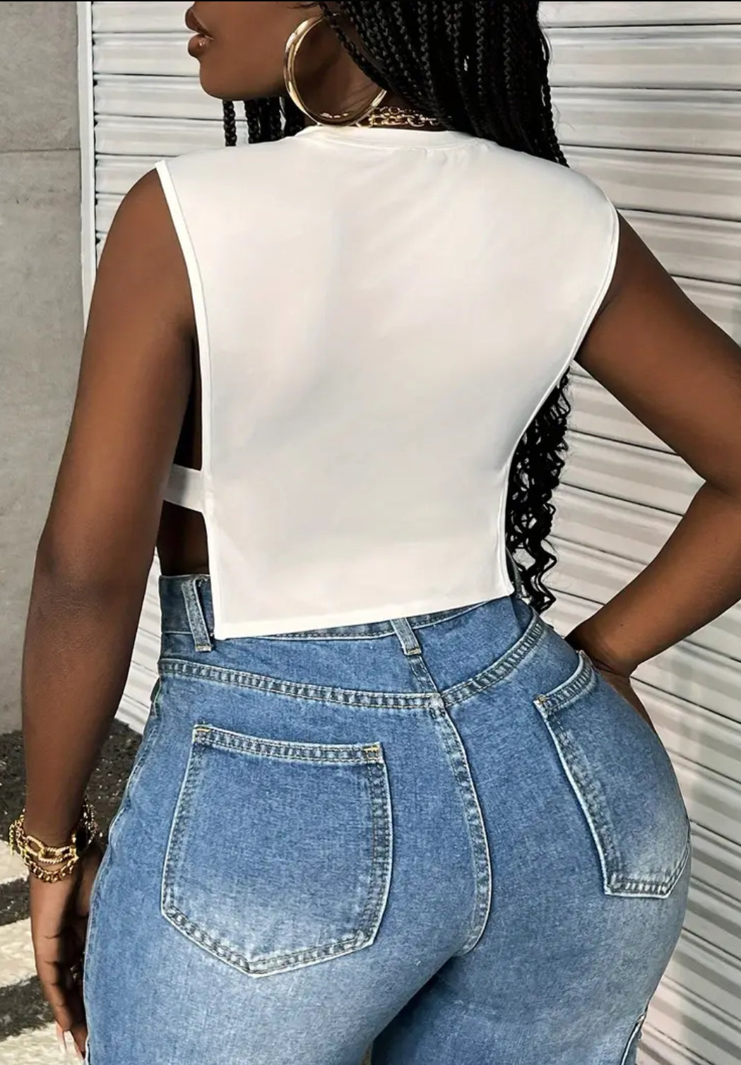 “Vintage & Classy” Sexy Backless Crop Top, Crew Neck