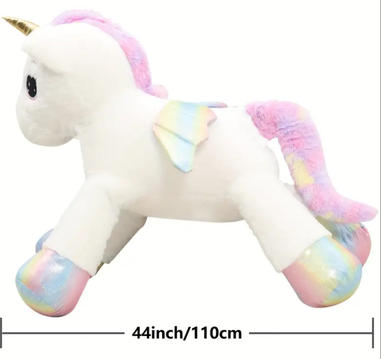 Giant Cute Soft Big Unicorn Pillow with Rainbow Wings Large Plush Toy, 44”