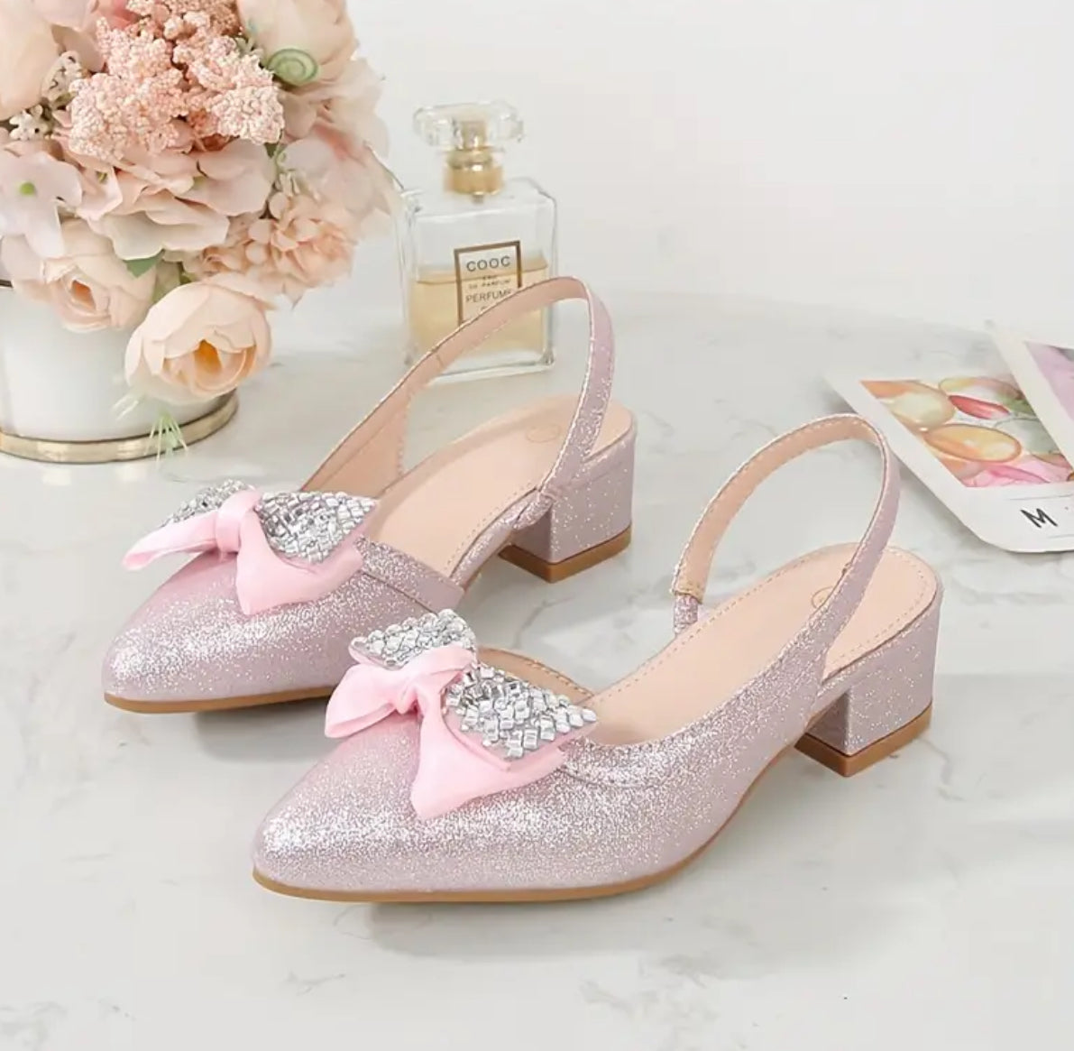 Princess Diana Rhinestone Bowknot High Heel Shoes For Girls