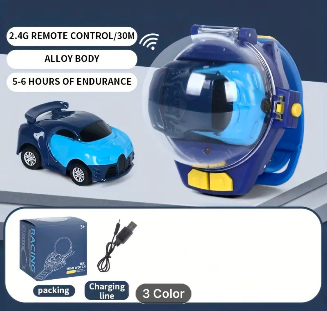 Mini Remote Control Car Watch Toy 2.4 GHz, Wrist Racing Watch, USB Charging Remote Control Interactive Toy Car