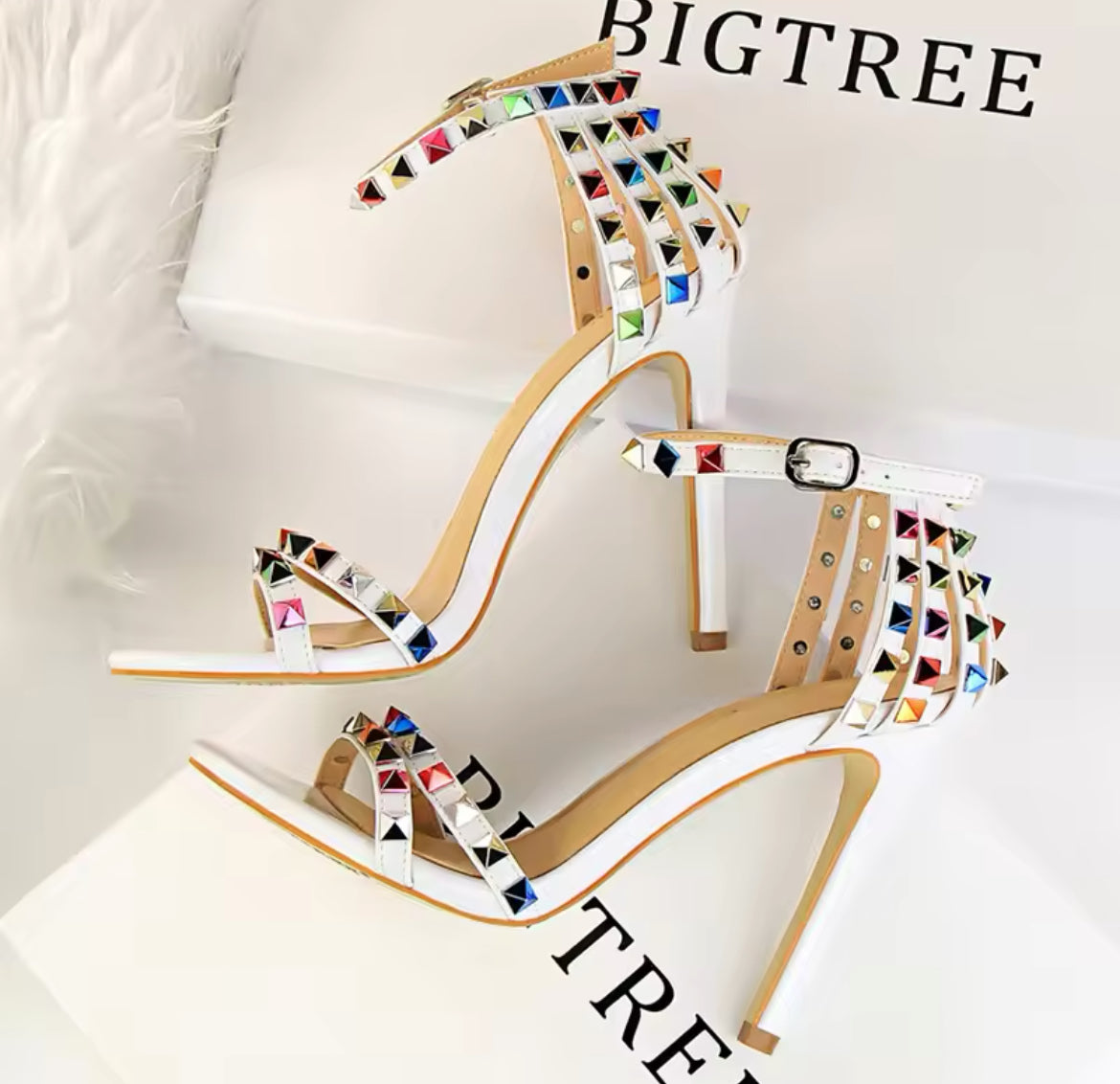 “Rainbows & Stilettos” Roman Style Heeled Sandals, Hollow Out