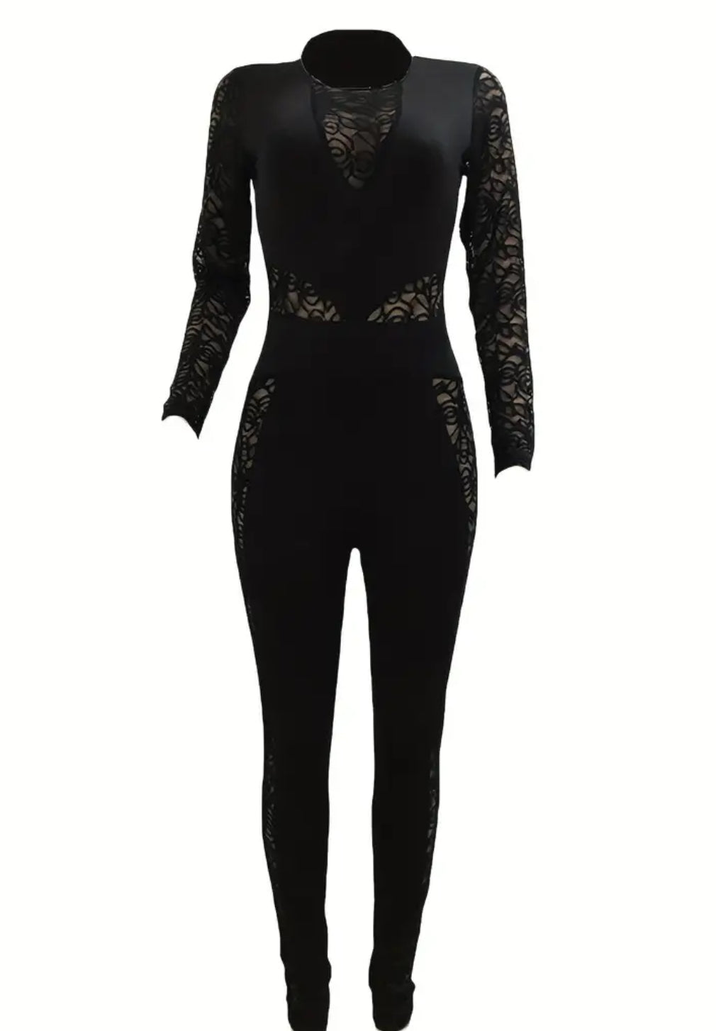 “BlackWidow” Lace, Long Sleeve,Jumpsuit, Nightclub