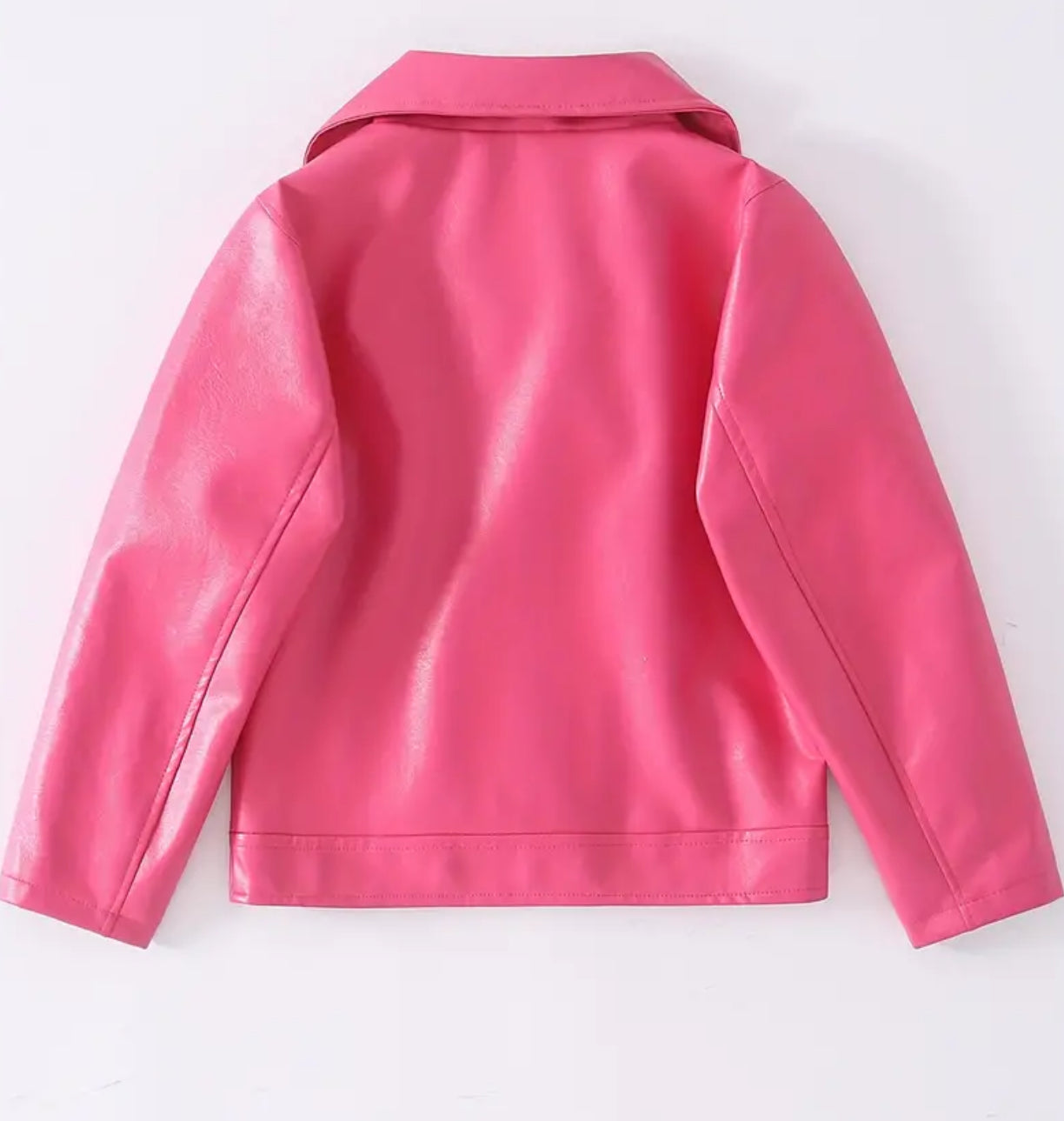 “ Pink Girls” Leather, Zipper Lapel Jacket, Motorcycle Outerwear