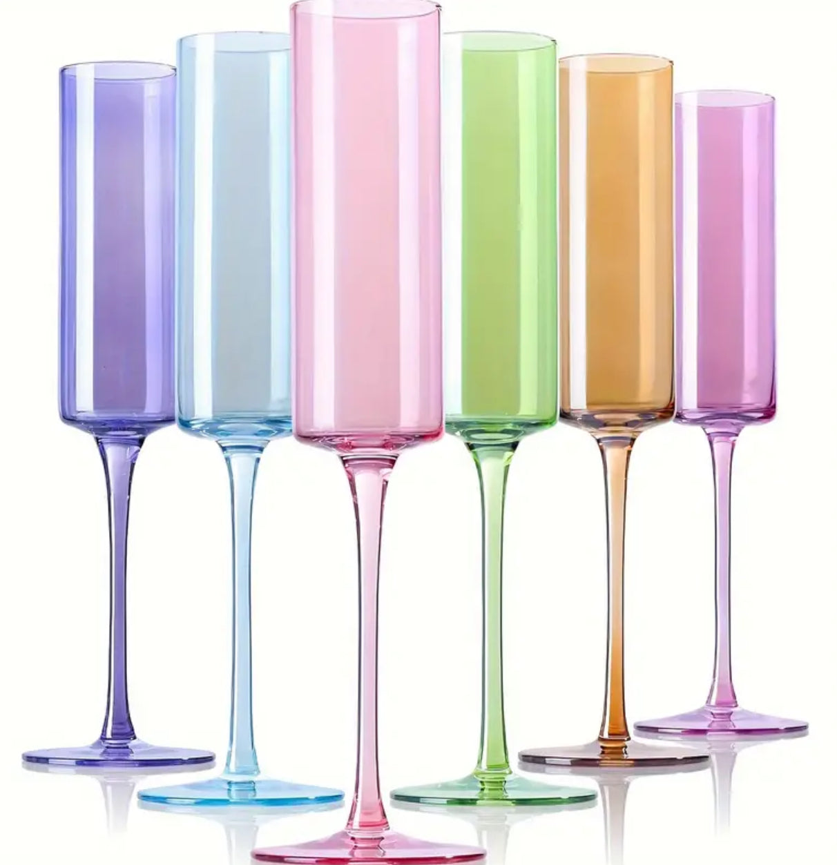 “Square Pastel’s” Glass Champagne Flutes