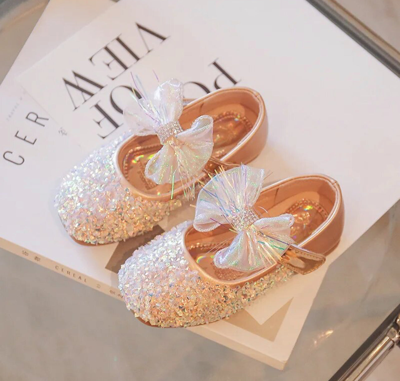 Zapatos planos con lazo de princesa y diamantes de imitación