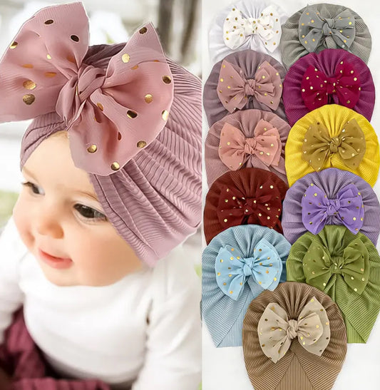 Little Girls ‘Gold Sequin Bows’ Headwear | Knitted Texture