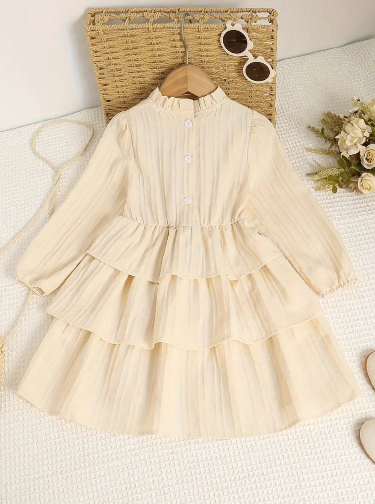 “Juliet” Elegant Tiered Hem, Long Sleeve Princess Dress For Girls