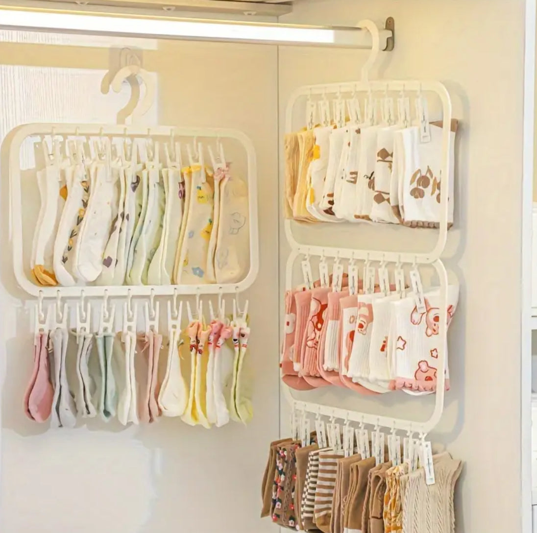 Multi-Clip Hanger for Socks & Underwear Design for Easy Drying and Organization