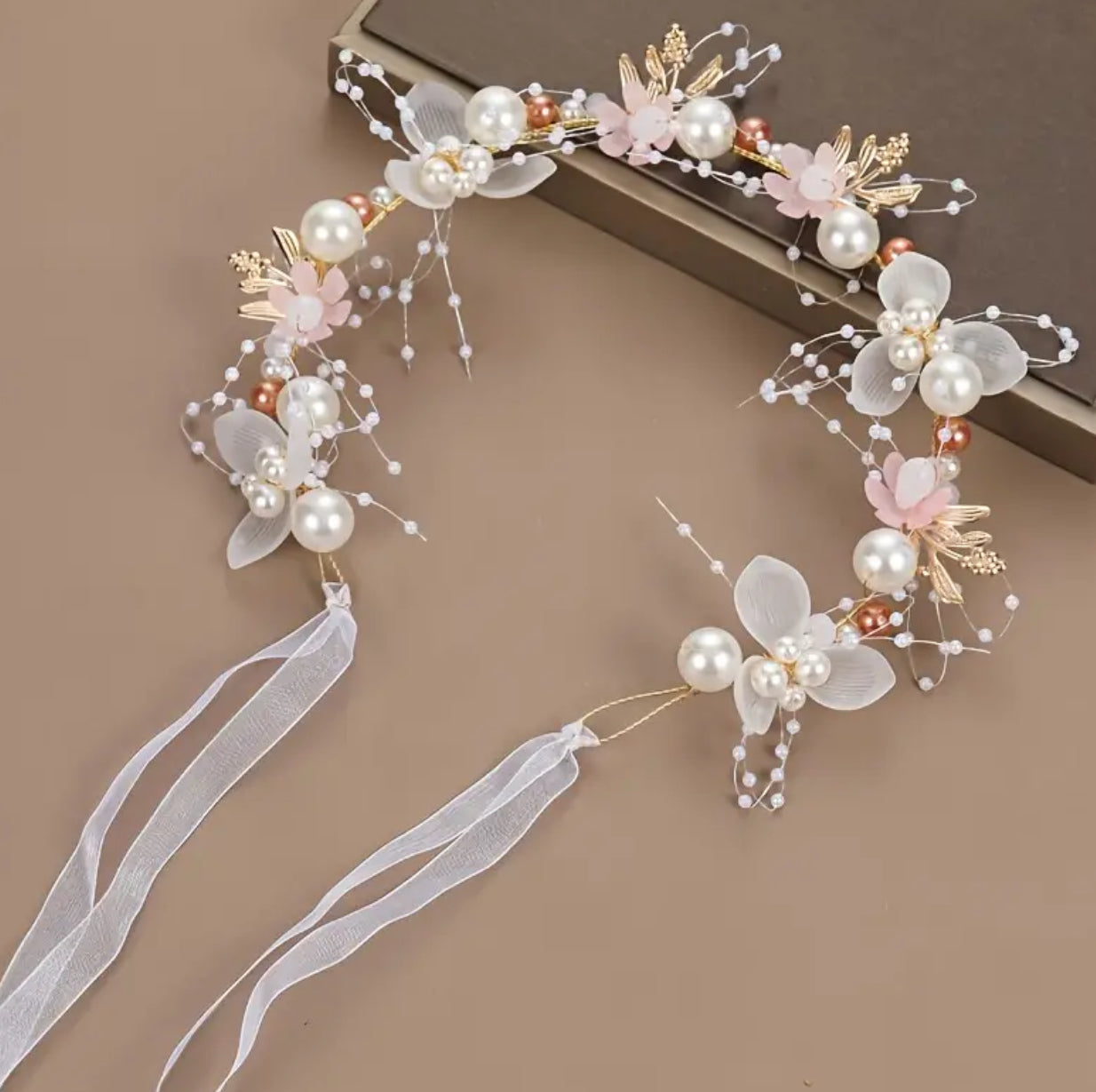 1PC Romantic Floral, Headband With Faux Pearls & Beads