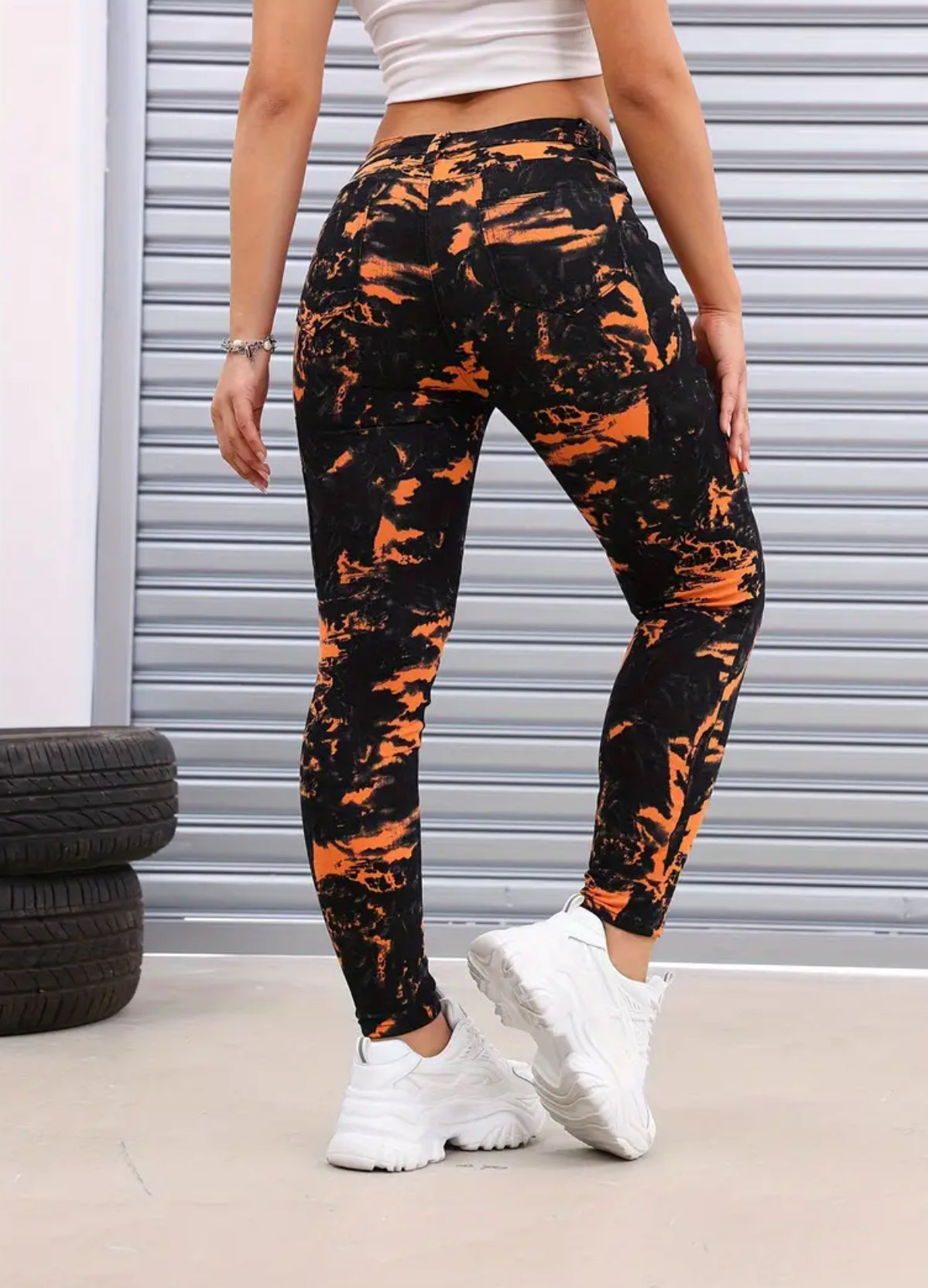 Tie Dye Slim Fit Mid-Stretch, Slimming Tight Women’s Jeans