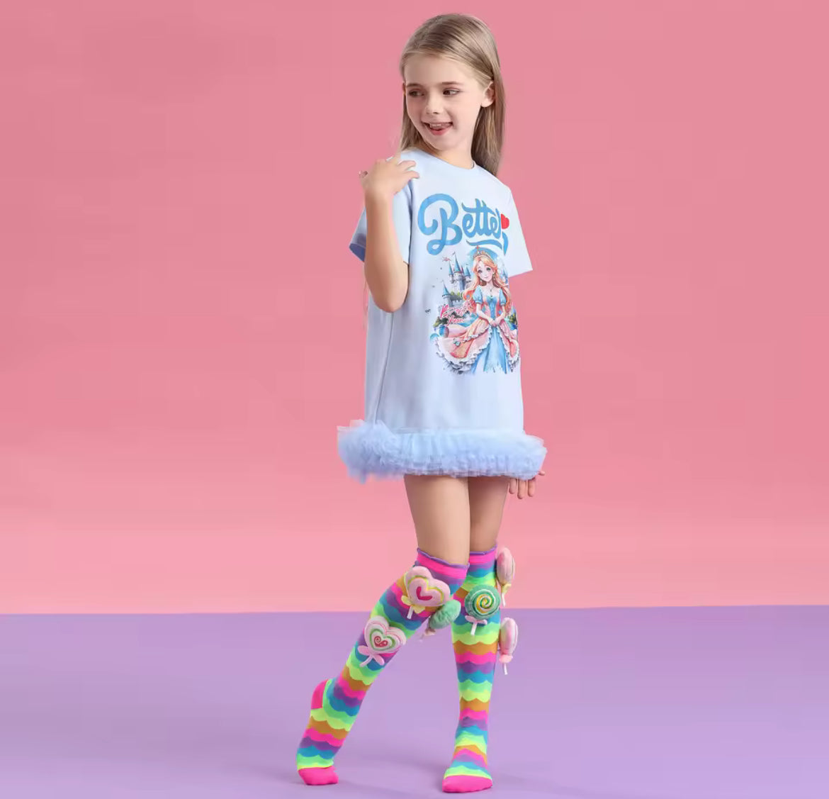 Girls 3D Warm Knee High Socks, 1 Pair