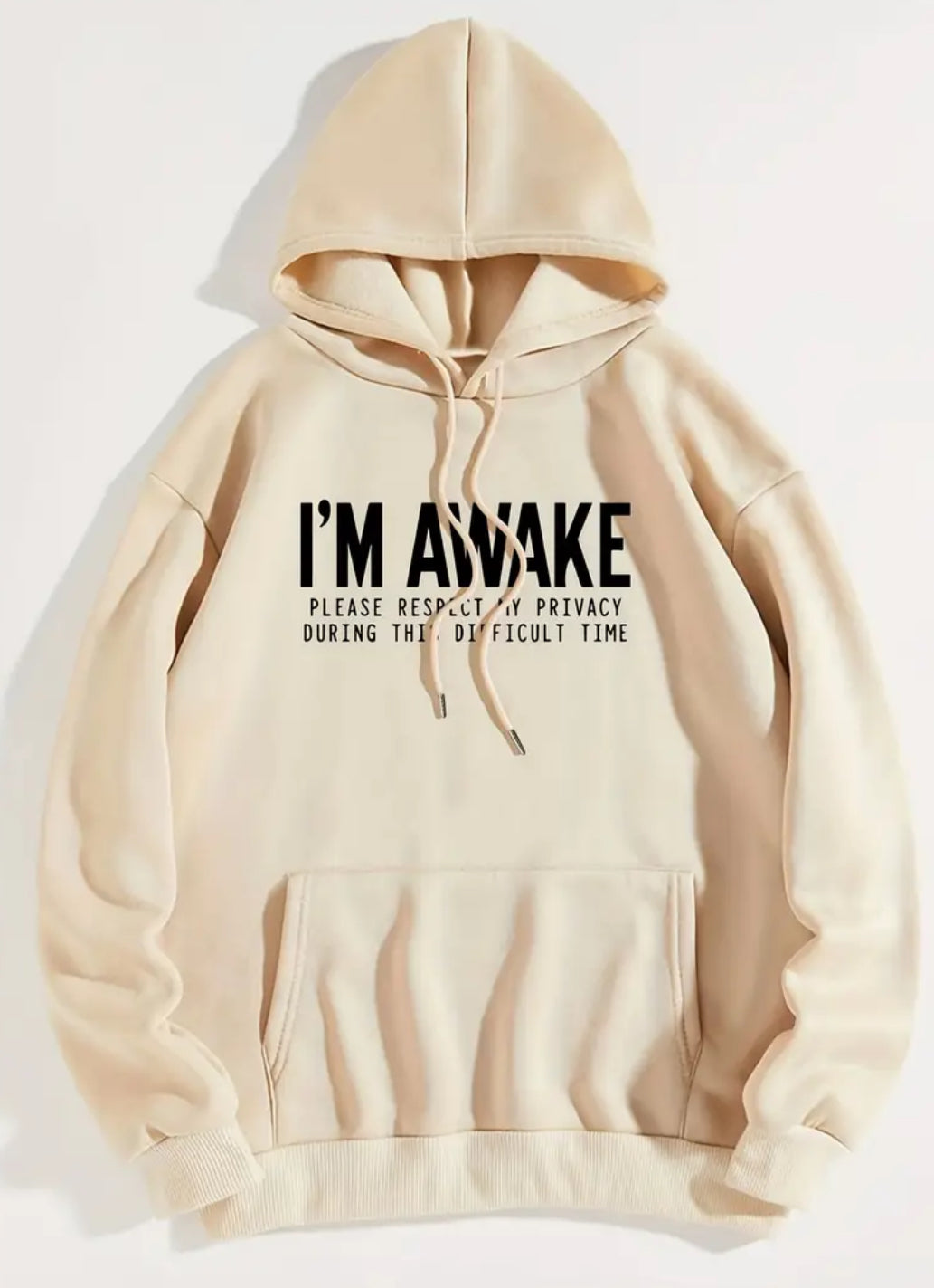 Women's Hoodie "I'M AWAKE" Pullover with Drawstring & Kangaroo Pocket